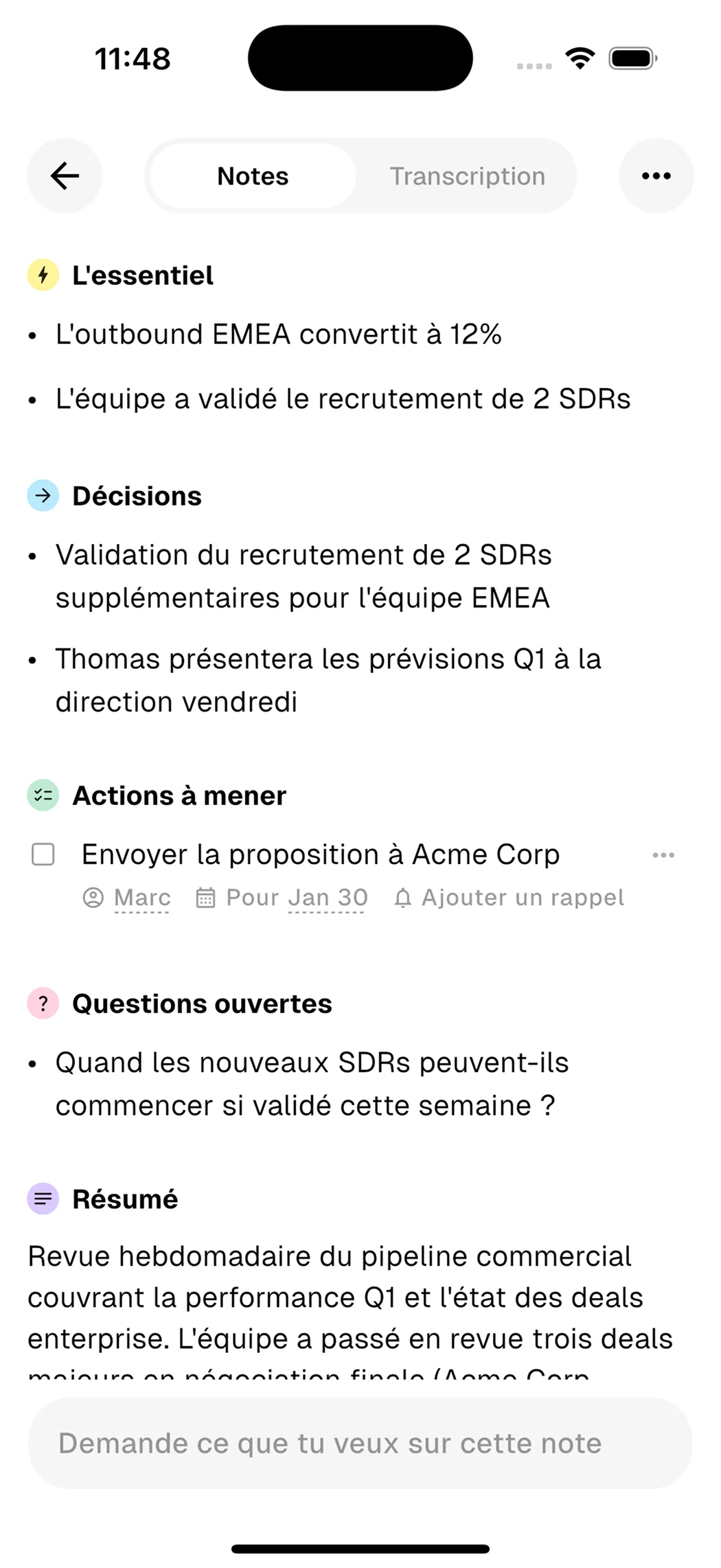 Notes générées par Cosmonote